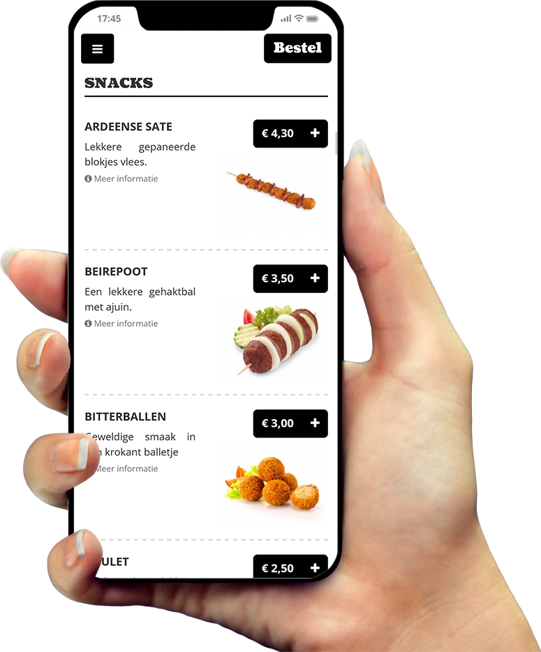 Voorbeeld van onze app op smartphone Voorbeeld van onze app op smartphone